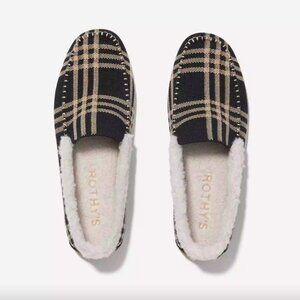 Rothy's Slipper in Black and Camel Plaid